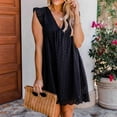 thumbnail image 1 of Wiyuqeen Pockets Summer Dresses for Women Ruffle Sleeve V-Neck Sundresses Zipper Back Tank Dresses Boho Hollow Out Dresses Loose A-Line Beach Sundresses, 1 of 5