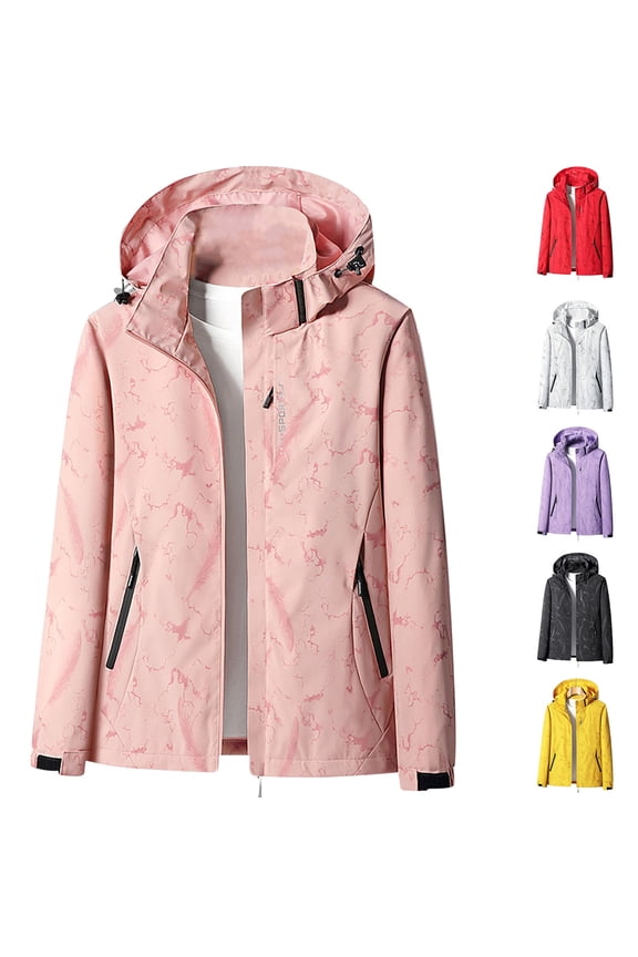 Rain Jacket Women Waterproof Long Lightweight Raincoat Hooded Windbreaker Outdoor Trench Coat Plus Size Hiking Rain Coats with Zipper Pocket