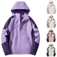 thumbnail image 1 of Wiyuqeen Rain Jackets for Women Waterproof Full Zip Long Sleeve Hooded Color Block Rain Coats Lightweight Windbreaker Travel Jacket with Pocket, 1 of 3