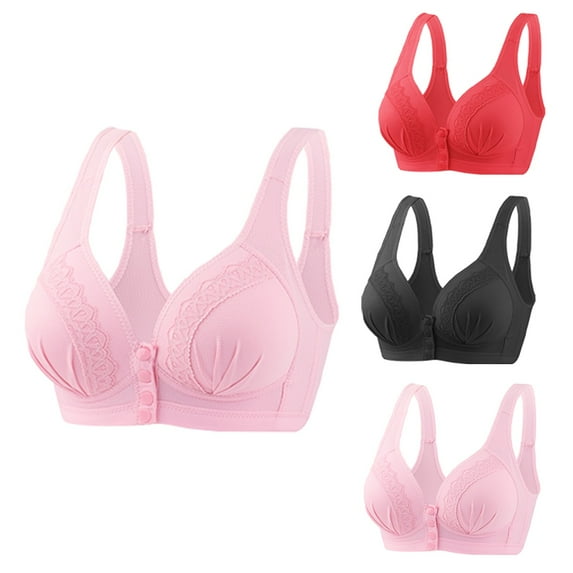 Wiyuqeen Seamless Bralette Bras Womens Soft Snap Front Bras Gather Push-up Bras Comfy No Wire Wide Strap Bras Full Cup Everyday Bras
