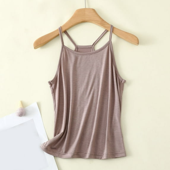 Wiyuqeen Spaghetti Strap Racerback Tank Tops Women Casual Loose Sleeveless Scoop Collar Blouses T-shirts Basic Solid Color Vests