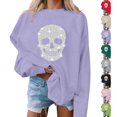 thumbnail image 1 of Wiyuqeen Spooky Season Womens Sweatshirts Halloween Fall Sweat Shirts Long Sleeve Crew Neck Thin Fleece Graphic Pullover Holiday Party Outfits S-XXL, 1 of 7
