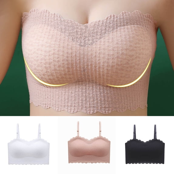 Wiyuqeen Strapless Bra for Women Textured Seamless Non-Slip Comfort Padded Bandeau Bras Solid Slim Tube Top Bra Womens Gifts