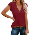 thumbnail image 1 of Wiyuqeen Summer Cap Sleeve Tops for Women Basic Solid Color V Neck Short Sleeve Shirts Trendy Loose Casual Going Out Blouses S-XL, 1 of 6