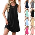 thumbnail image 1 of Wiyuqeen Summer Dresses for Women Sleeveless Crew Neck Lace Dresses Casual Pleated Midi Tank Dresses Solid Casual Loose Sundresses, 1 of 9