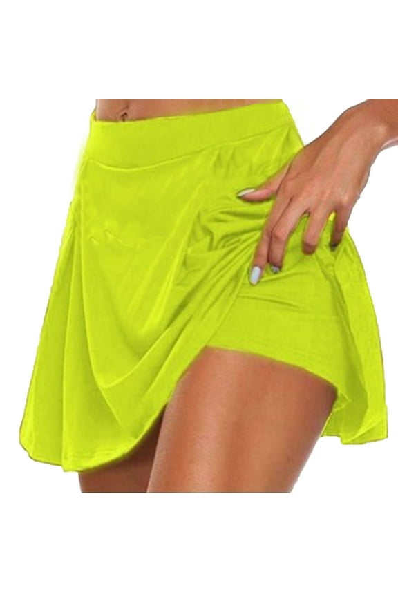 Tennis Skirts & Shorts for Women Flowy Pleated Solid Athletic Skorts Lightweight Golf Skirts with Shorts Elastic High Waist Workout Bottoms