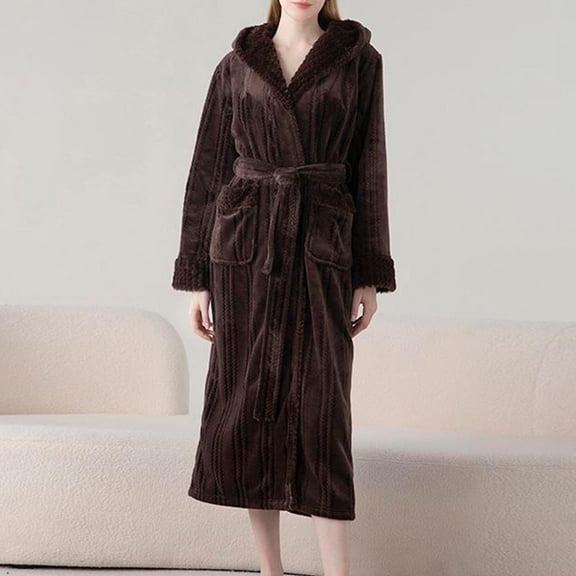 Wiyuqeen Unisex Fluffy Robes with Pockets Women Men Soft Trendy Color Block Long Sleeve Bathrobe Shawl Collar Fuzzy Warm Long Plush Robe with Belt