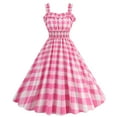 thumbnail image 1 of Wiyuqeen Vintage Pink Gingham Dresses for Women Vintage 1950s Cocktail Party Swing Dresses Retro Smocked Spaghetti Strap Pink Plaid Dresses, 1 of 7