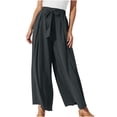 thumbnail image 1 of Wiyuqeen Wide Leg Pants for Women Elastic Waist Drawswtring Loose Pant Linen High Waisted Palazzo Pants Work Casual Flowy Tie Knot Trousers with Pockets, 1 of 5