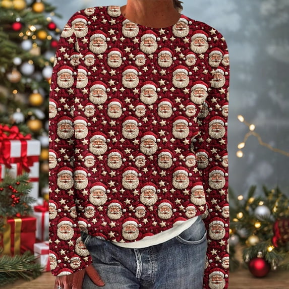 Wiyuqeen Woman Christmas Sweaters Xmas Party Santa Claus Long Sleeve Knit Pullover Crew Neck Ugly Sweaters Lightweight Fall Clothes
