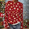 thumbnail image 1 of Wiyuqeen Woman Red Fair Isle Sweaters Sparkly Snowflake Print Knit Pullover Tops Crew Neck Long Sleeve Fall Sweaters for Women, 1 of 5