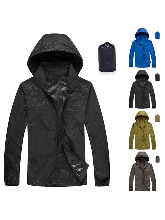Women Packable Rain Jacket Waterproof Lightweight Raincoat Solid Windproof Travel Jacket Hooded for Hiking Outdoor Active