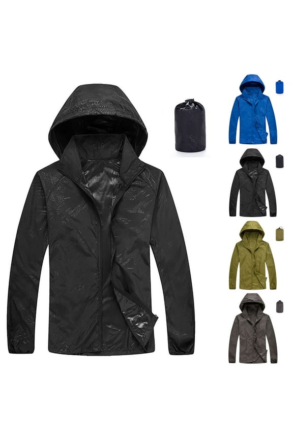 Women Packable Rain Jacket Waterproof Lightweight Raincoat Solid Windproof Travel Jacket Hooded for Hiking Outdoor Active