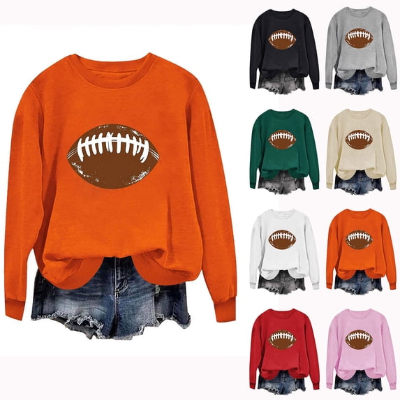 Wiyuqeen Women Sunday Funday Sweatshirt Cute Football Graphic Pullover Game Day Weekend Tops Casual Football Season Shirt S-2XL