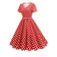 thumbnail image 1 of Wiyuqeen Women Vintage 1950s Dress Retro Cocktail Party Swing Dresses Short Sleeve V Neck Polka Dot Dress 50s Evening Dresses with Tie, 1 of 9