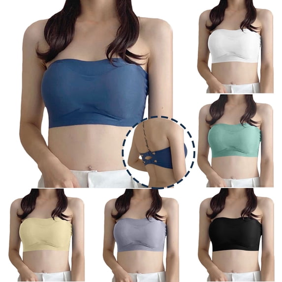 Wiyuqeen Women's Bandeau Bra Strapless Bralette Seamless Bandeau Non-Padded Stretch Top Backless Lace Up Bralettes Tops