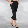 thumbnail image 1 of Wiyuqeen Women's Bootcut Capri Yoga Pants Solid Slimming Capri Flare Leggings with Pockets Comfy Stretchy High Waist Tummy Control Workout Dress Cropped Pants, 1 of 7