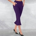 thumbnail image 1 of Wiyuqeen Women's Bootcut Capri Yoga Pants Solid Slimming Capri Flare Leggings with Pockets Comfy Stretchy High Waist Tummy Control Workout Dress Cropped Pants, 1 of 7