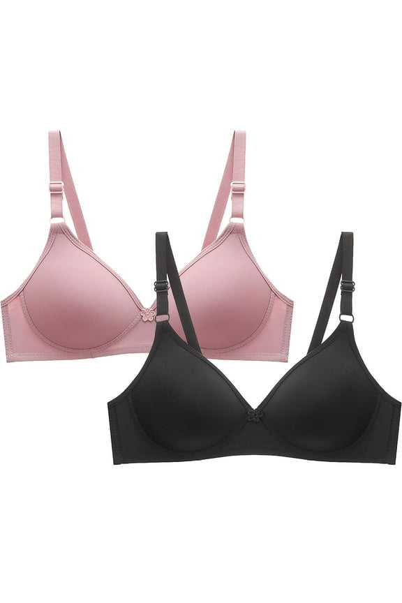 Women's Bras Plus Size Support T-shirt Bras Cotton Padded Bralettes Stretch Breathable Full Figure Bras 2 Packs