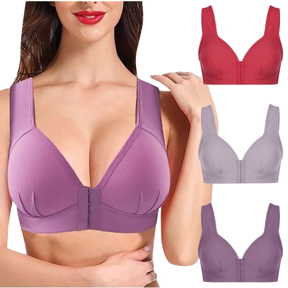Wiyuqeen Women's Bras Wirefree Push Up T-shirt Bras Cotton Comfort Bralettes Elegant Everyday Full Figure Bras 3 Packs