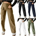 thumbnail image 1 of Wiyuqeen Women's Cargo Pants High Waist Casual Dressy Pants Solid Color Baggy Straight Leg Pants Lightweight Hiking Work Pants with Pocket, 1 of 6