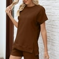thumbnail image 1 of Wiyuqeen Women's Casual Crew Neck Sport Suits Solid Color Raglan Sleeve T-shirts Basic Summer Shirts Soft Trendy Side Split Tees, 1 of 7