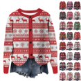 thumbnail image 1 of Wiyuqeen Women's Christmas Knit Cardigans Crewneck Button Down Ribbed Cardigans Long Sleeve Xmas Reindeer Print Jacket Coats, 1 of 5