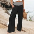 thumbnail image 1 of Wiyuqeen Women's Color Block Palazzo Pants Summer Boho Straight Wide Leg High Waist Casual Lounge Pants with Pockets Soft Comfy Summer Trousers, 1 of 7