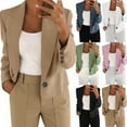 thumbnail image 1 of Wiyuqeen Women’s Cropped Blazer Business Casual Open Front Long Sleeve One Button Jacket Solid Lapel Collar Blazer Suit, 1 of 10
