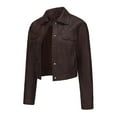thumbnail image 1 of Wiyuqeen Women's Cropped Faux Leather Jacket Lapel Button Down Crop Jacket PU Leather Blazer Streetwear Ladies Winter Fall Y2K Clothing, 1 of 3