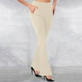 thumbnail image 1 of Wiyuqeen Women's Dress Pants Comfy Casual High Rise Flare Pants Soft Trendy Pull On Stretchy Work Pants Solid Plain Business Office Slacks with Pockets, 1 of 6