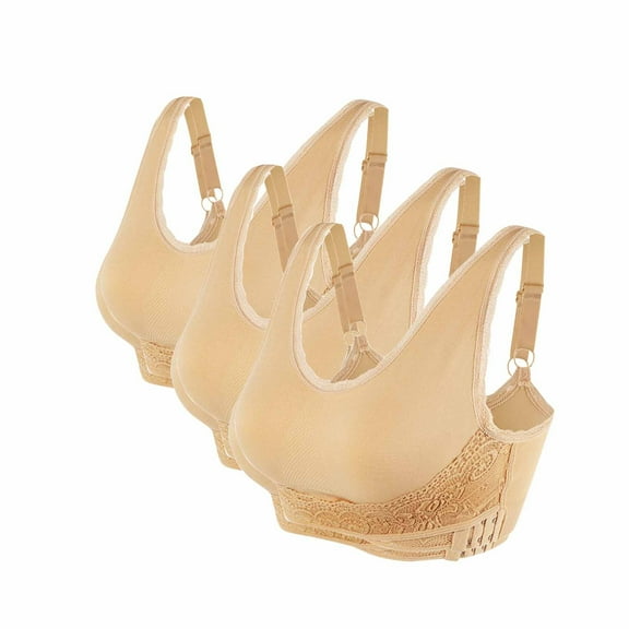 Wiyuqeen Women's Front Criss Cross Sports Bras 3 PC Solid Side Buckle Lace Bras Comfort Breathable Wirefree Bras Push Up Yoga Running Bras Pack