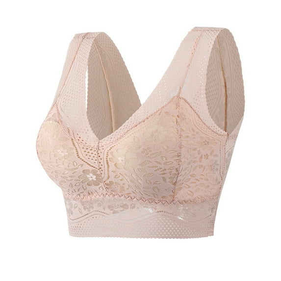 Wiyuqeen Women's Full Coverage Lace Posture Bras Classic Solid Hollow Out Tank Bras Stretchy High Support Push-up Bras Comfy Seamless Wireless T-shirt Bras