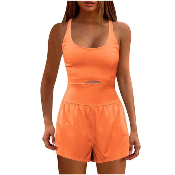 Wiyuqeen Women's Hollow Out Workout Rompers Spaghetti Strap Sleeveless Overalls Jumpsuits Shorts One Piece Outfits Running Exercise Gym Yoga Clothes