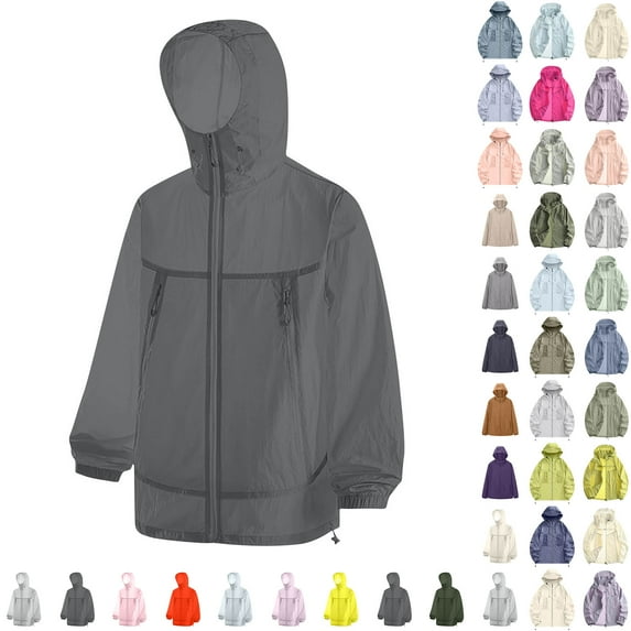 Wiyuqeen Women's Lightweight Waterproof Windbreaker Jacket Breathable Sun Protection Hooded Raincoat for Hiking Camping Travel with Pocket