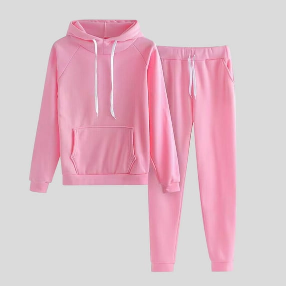 Wiyuqeen Women's Loose Tracksuits Drawstring Pullover Tops and Joggers Sets Plain 2 Piece Hooded Tracksuit Sets Petite Fall Loungewear