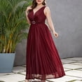 thumbnail image 1 of Wiyuqeen Women's Plus Size Mother of The Bride Dresses Sleeveless V Neck Pleated Maxi Dresses Solid Elegant Wedding Party Dresses with Belt, 1 of 9