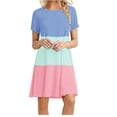 thumbnail image 1 of Wiyuqeen Women's Plus Sized Stripe Dot Patchwork Print Dresses Loose Fitted Crew Neck Short Sleeve Midi Dresses Ladies Cute Vacation Dresses, 1 of 4