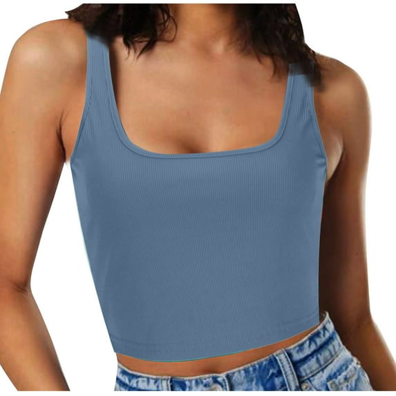 Wiyuqeen Women's Ribbed Tank Tops Square Neck Summer Sleeveless Shirts Slimming Fitted Basic Casual Crop Tops Basic Summer Y2K Streetwear
