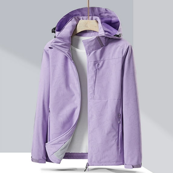 Wiyuqeen Women's Softshell Jacket Lightweight Fleece Lined Rain Jacket with Hood Winter Warm Waterproof Windbreaker Raincoat for Outdoor Running Hiking