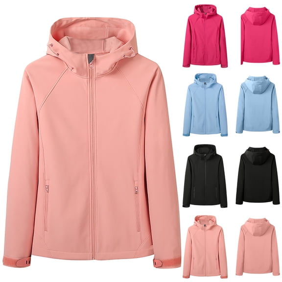 Wiyuqeen Women's Softshell Jacket Lightweight Fleece Lined Waterproof Coats Plus Size Rain Jacket with Hood for Outdoor Hiking