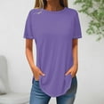 thumbnail image 1 of Wiyuqeen Women's Solid Color Crew Neck Tunics Tops Casual Summer Short Sleeve T-shirts Basic Loose Fitted Blouses to Wear with Leggings 2024, 1 of 3