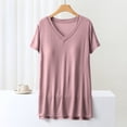 thumbnail image 1 of Wiyuqeen Women's Solid Color T-shirt with Built-in Bra Padded Basic Short Sleeve V Neck Active Tees Shirts Loose Fit Shelf Bra Comfy Side Split Shirts, 1 of 5