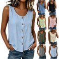 thumbnail image 1 of Wiyuqeen Women's Summer Tank Tops Sleeveless Button Down Shirts Scoop Neck Basic Solid Tees Casual Going Out Vests Pink S, 1 of 10