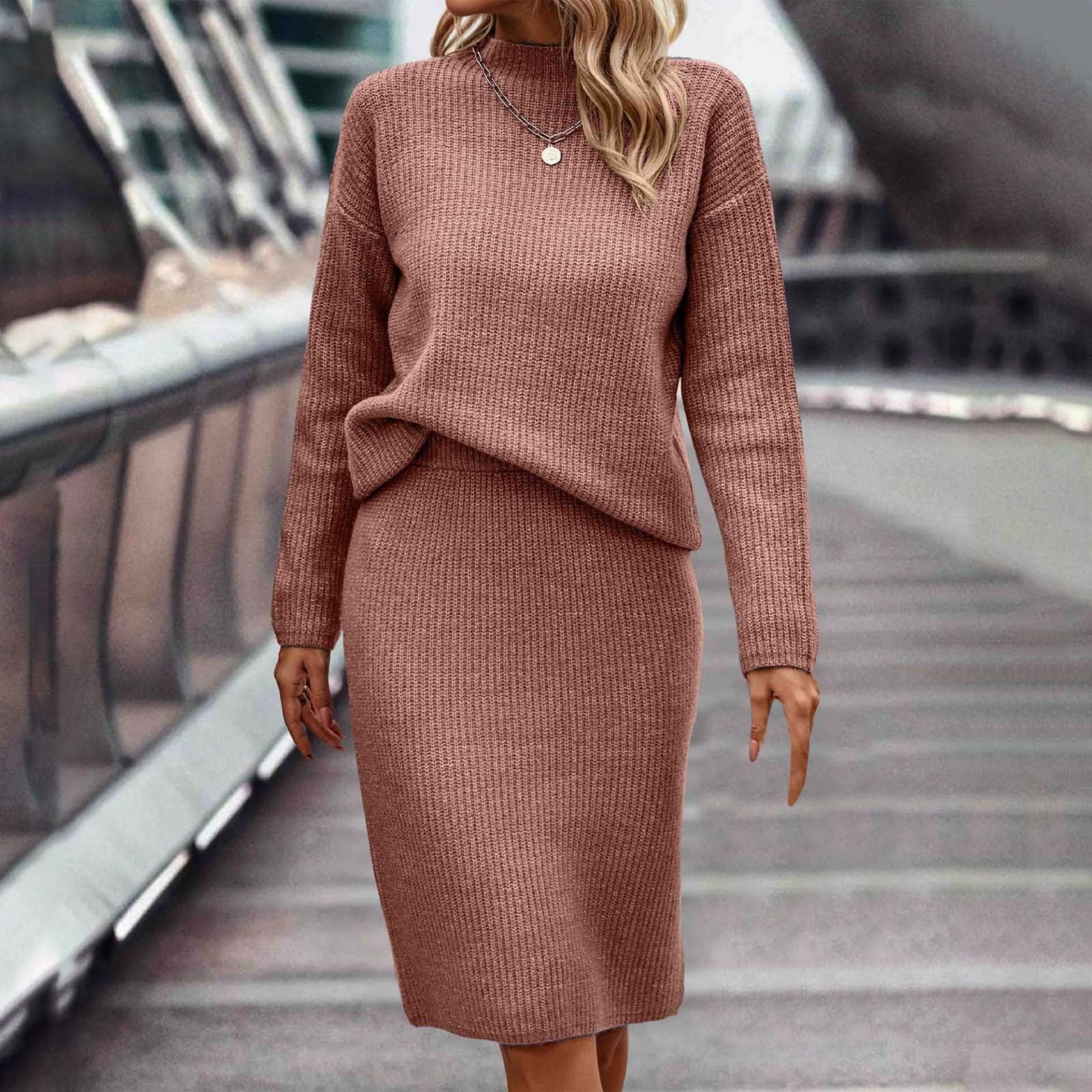 Wiyuqeen Women's Two Piece Sweater Skirt Sets Knit Sweater TopandBodycon  Skirt Elegant 2 Piece Skirt Outfits Soft Trendy Plain Skirt Sets -  Walmart.com