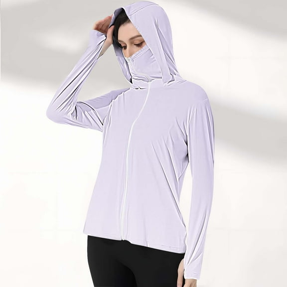 Wiyuqeen Women's UPF 50  Sun Protection Hoodie Long Sleeve Thumb Hole Jacket Lightweight Breathable Outdoor Cover Up for Hiking Running Beach