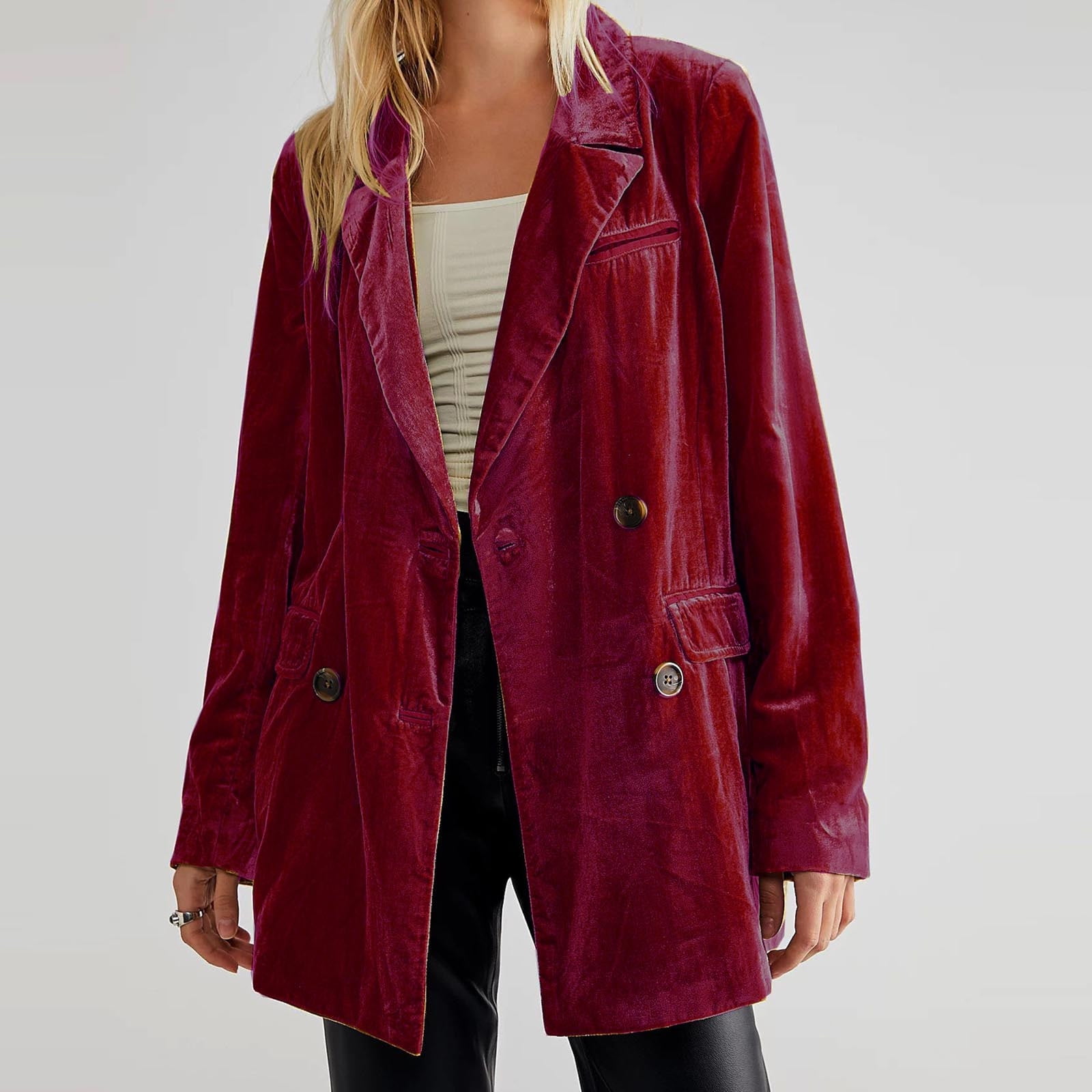 Women’s Belted Blazer Oversized Long Sleeve Jacket