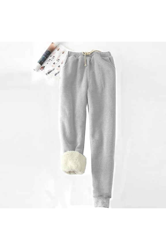 Women's Warm Sherpa Lined Athletic Sweatpants Jogger Fleece Pants Plus Size Solid Warm Bottoms Active Running Sweat Pants Pocket