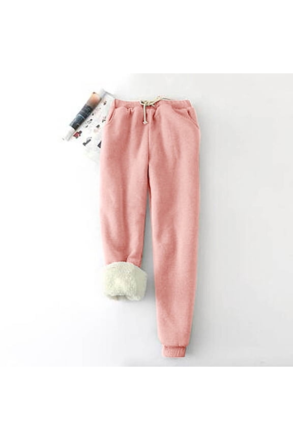 Women's Warm Sherpa Lined Athletic Sweatpants Jogger Fleece Pants Plus Size Solid Warm Bottoms Active Running Sweat Pants Pocket