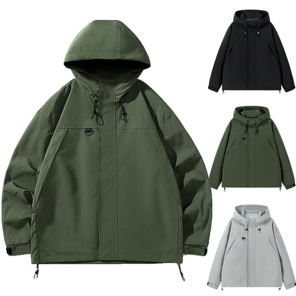 Wiyuqeen Women's Waterproof Raincoat Lightweight Rain Jacket Plus Size Solid Hooded Windbreaker with Pocket for Outdoor Active Hiking